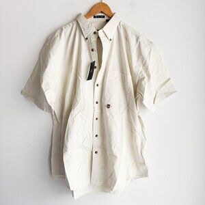 Gant USA Ivory Cotton Short Sleeve Washer Twill Button Down Shirt 2X BIG